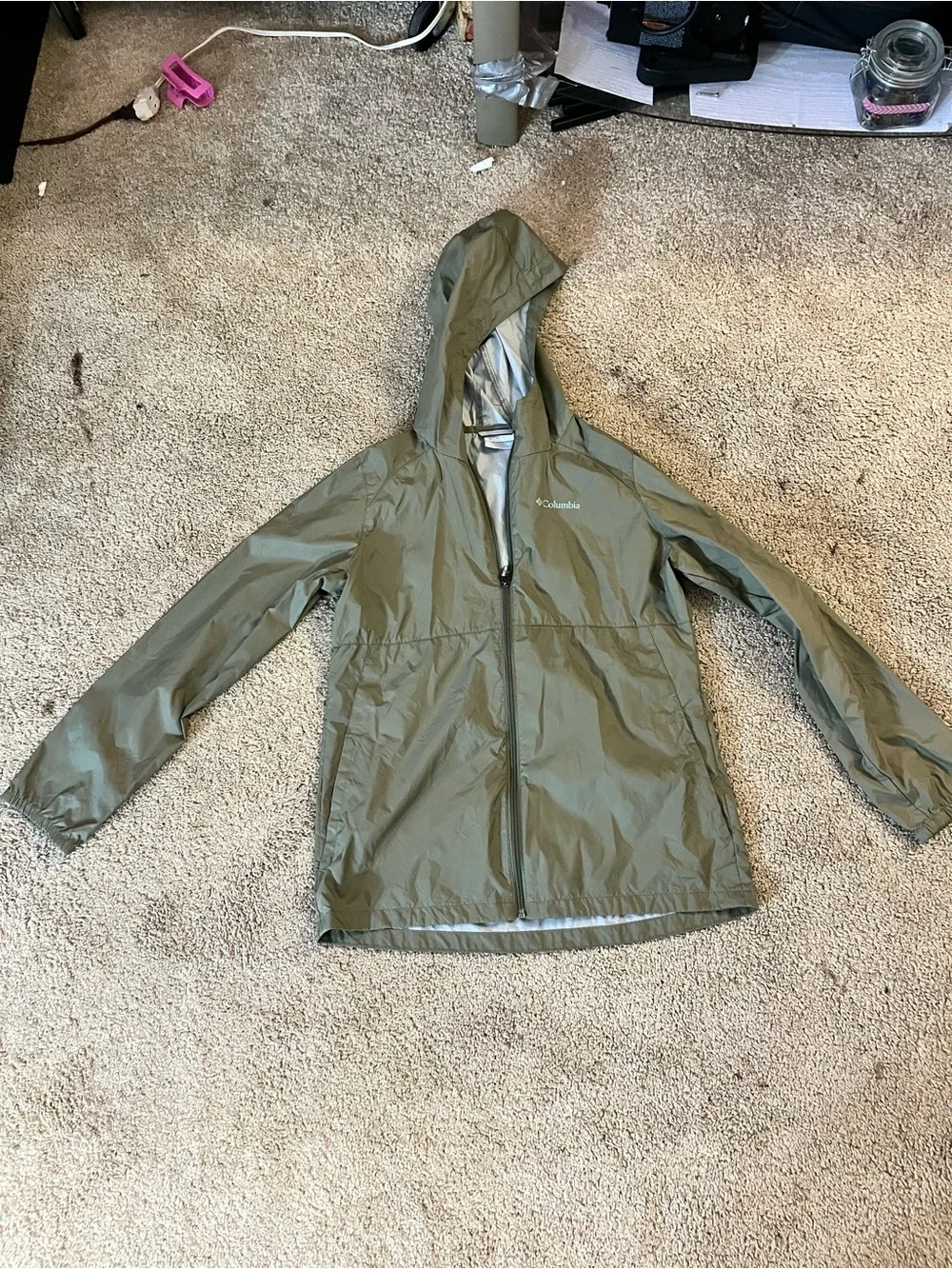 Kids Olive Green Raincoat with Hood
